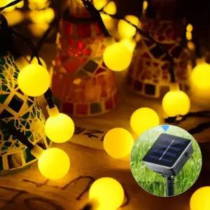 태양광 LED 앵두 전구 태양열 줄조명 60구 캠핑 테라스 수목등 정원 야외 장식 10m