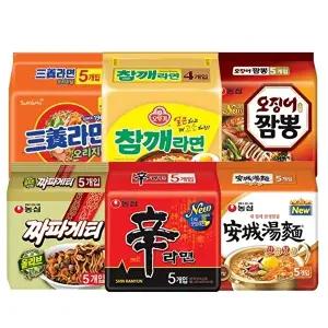 [농심]봉지라면 혼합 29봉(신라면5봉+짜파게티5봉+안성탕면5봉+삼양라면5봉+참깨라면4봉+오징어짬뽕5봉)_