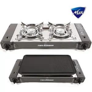 [맥선]맥스 트윈 2구 버너 캠핑 가정용 불판 케이스 포함
