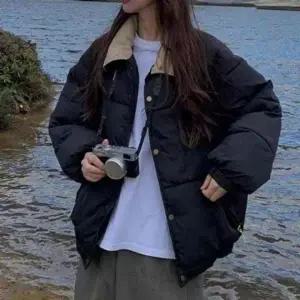 겨울스타일 캐주얼 자켓 디자인 겨울 점퍼 패딩 패션 아우터 데일리 퀄팅 루즈핏 카라 여성 패션패딩점퍼