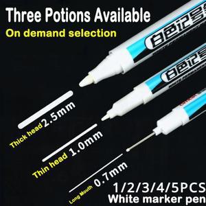 1/5 PCS 흰색 마커 펜 유성 방수 낙서 스케치 편지지 깊은 구멍 페인트