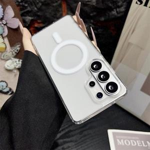 [호환품]삼성 호환 갤럭시 호환 S26 S25 S24 S23 S22 S21  FE 플러스용 고급 투명 마그네틱 폰 케이스 맥세