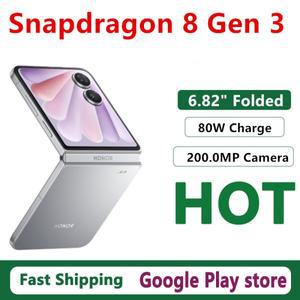 오리지널 아너 매직 V 플립 2 휴대폰 200.0MP 카메라 6.82인치 OLED 폴딩 스크린 스냅드래곤 8 Gen 3 무선