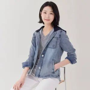 [지센] 져지후드 데님 자켓 LCJKP321_BL