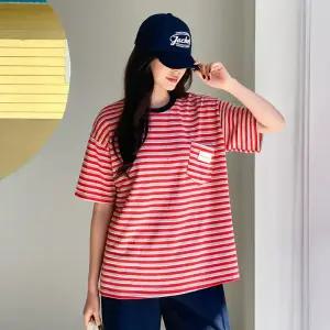 [핑크시슬리] 단포 스트라이프 쭈리 포켓 박스 반팔티