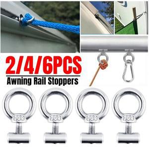2-6피스 캠핑카 차량용 어닝 레일 스토퍼 스테인레스 스틸 리프팅 아이 너트 패스너 텐트 트랙 링 카라반