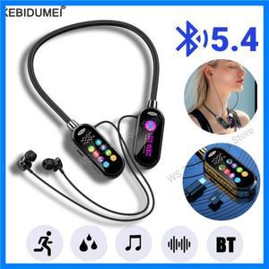 블루투스 5.4 넥밴드 이어폰 LED 디스플레이 HiFi 사운드 이어버드 무선 헤드폰 스포츠 게이머 넥밴드 헤드