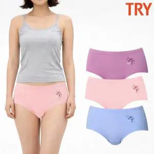 은나노 여성면팬티 꽃무늬 면100 순면 삼각 맥시팬티 국산 3종 세트