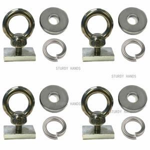 아이볼트가 있는 스테인리스 스틸 루프랙 4개를 고정하기 위한 하드웨어 키트