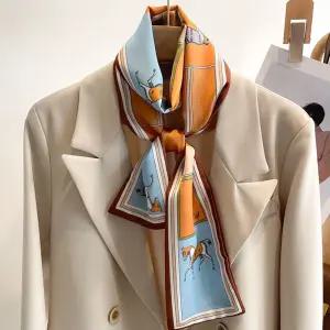 여성 고급스러운 패턴 봄 가을 직사각 쁘띠스카프 쁘띠스카프