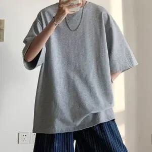 남자 베이직 무지 티셔츠 7부 루즈핏 어깨 이너 기본 시원한 스판 남성티셔츠