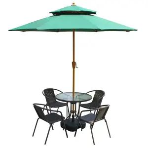 파라솔 야외 테이블 의자 카페 테라스 라탄 그늘막 세트 원형테이블