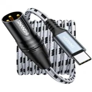 SNANSHI USB 타입 C to XLR 남성 케이블 6.6피트 오디오 출력 전용(마이크 입력 없음) 액티브 스피커 앰프