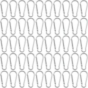 50pcs 소형 카라비너 클립 미니 알루미늄 열쇠고리 벌크 후크 팩 D형 홈 하이킹용 실버