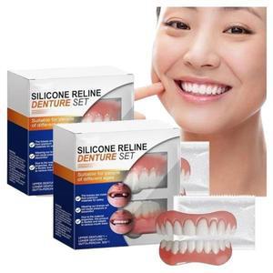 실리콘 Reline 틀니 세트, 편안한 임시치아접착제 W용 부드러운 상하 화이트닝