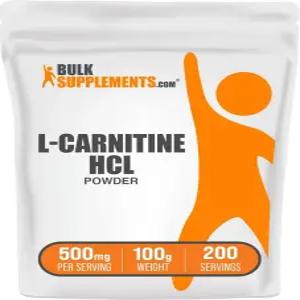 BulkSupplements.com L-카르니틴 HCl 분말 - 카르니틴 보충제 500mg 무향 및 텐 프리 1회 제공량 100g