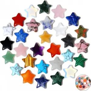 QINJIEJIE 20PCS 크리스탈 스타 스톤 힐링 세트 미니 워리 벌크 차크라 귀여운 포켓 원석 여성 스타킹