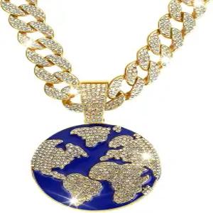 마이애미 쿠바 체인 스 타이거 헤드 링크 목걸이 - 골드/실버 도금 큐빅 지르코니아 힙합 주얼리 남성용