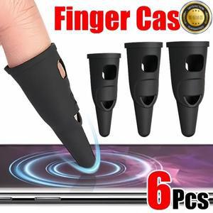 6-1PCS 실리콘 터치 손가락 커버 스타일러스 펜 고정밀 감도 케이스 모바일 게임 화면 엄지 보호