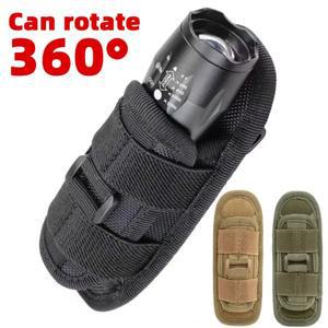 전술 손전등 주머니 벨트 토치 가방 내구성 사냥 조명 액세서리 야외 생존 키트 케이스 360 학위 카라비너