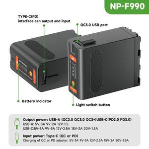 13800mAh NP-F990 배터리(소니 CCD-TR3 MC1500C 190P용 USB 포트 포함)