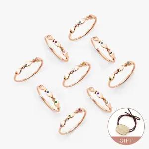 [비앤비골드] (3월베스트) `하나뿐인 나만의 행운반지` 18K 세마리 물고기 3큐빅 탄생석 커스텀 반지