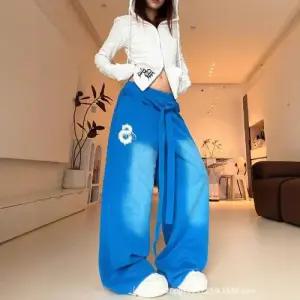 엘럽 바지 남사친 캐주얼 워싱 트레이닝 보카시 와이드 끈 일자 박템1