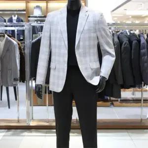 바쏘 25 SS 이태리 수입 울 실크 글렌체크패턴 남성콤비자켓 블레이저 라이트그레이