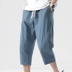 배기 바지 여름 캐주얼 밴딩 린넨 팬츠 7부 남성