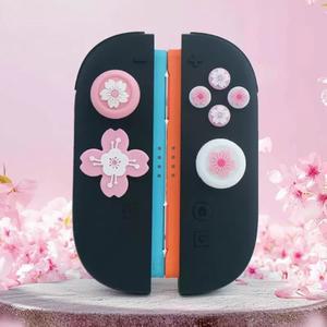 페장 스위치 2 소프트 실리콘 엄지 그립 캡 세트, 버튼 커버, 크로스 D패드 및 ABXY 스티커, 닌텐도 콘솔, 체리 핑크와 호환 가능