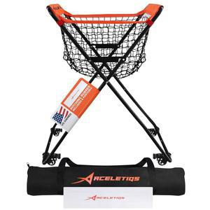 ACELETIQS 야구 소프트볼 휴대용 타격 연습 볼 캐디, 훈련 및 중 사용, 허리 보호, 더 이상 구부리지 않고 최대 60개의 야구공을 보관할 수 있으며 즉시 설정 가능