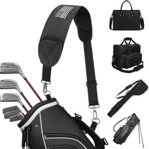 베어브레 골프백 스트랩 교체 어깨끈 조절 가능한 싱글 패딩 방수 백팩 스트랩(블랙-USA 플래그 그레이)