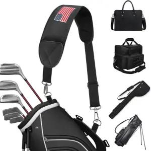 베어브레 골프백 스트랩 교체 어깨끈 조절 가능한 싱글 패딩 방수 백팩 스트랩(블랙-미국 국기)