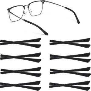 안경용 안경 끝 팁 8쌍 부드러운 실리콘 템플 선글라스 교체용 미끄럼 방지 튜브 슬리브 평평한 얇은 금속