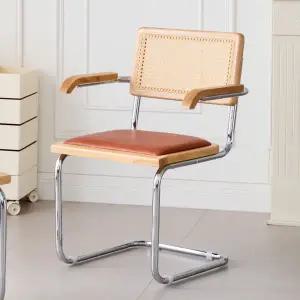 [피피포피]바터 라탄 암체어 의자 세스카 체어 하프 가죽