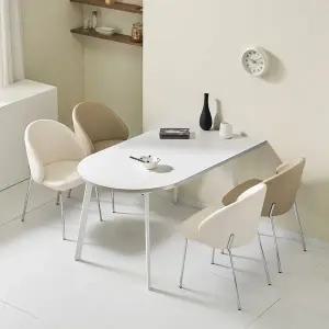 [티에스퍼니처]바모스 실버엣지 반타원형 화이트식탁 1400