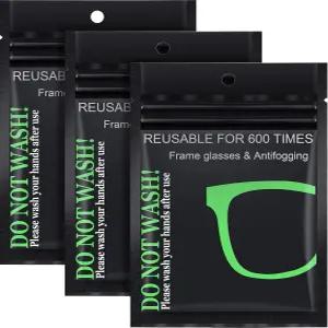 안티 포그 물티슈 나노 천 디포그 재사용 가능한 안경 고글 모터사이클 헬멧 카메라 렌즈 (3개)