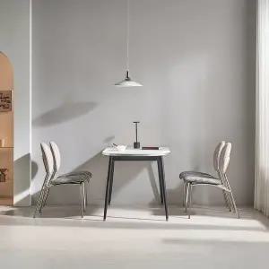 [티에스퍼니처]베일리 실버엣지 반타원형 화이트식탁 1400