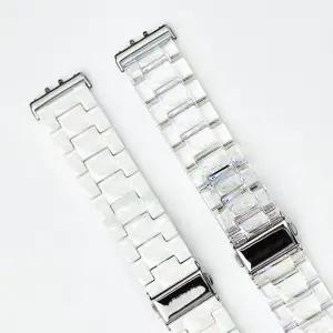 엔터콘 갤럭시핏3 스트랩 오로라 투명 화이트 블록 밴드