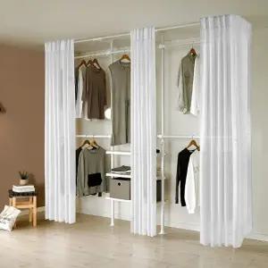 왕자 뉴드레스룸 4폴(밀폐 타공선반형) 행거(시스루커튼)