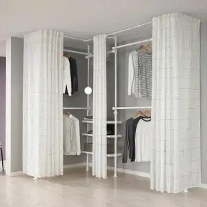 왕자 뉴드레스룸 코너형 4폴(밀폐 타공선반형) 행거(논시스루커튼)