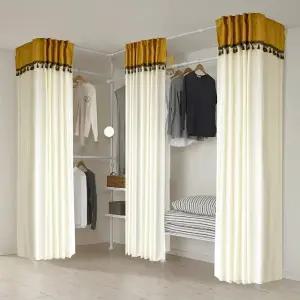 왕자 뉴드레스룸 코너형 5폴(밀폐 타공 이불선반형) 행거(논시스루커튼)