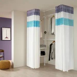 왕자 뉴드레스룸 코너형 3폴(밀폐 타공선반형) 행거(논시스루커튼)