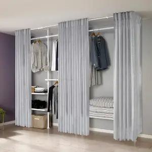 왕자 뉴드레스룸 5폴(밀폐 타공 이불선반형) 행거(시스루커튼)