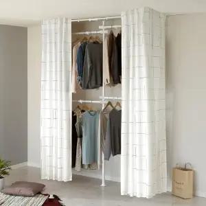 왕자 드레스룸 3P 커튼행거 화이트모노