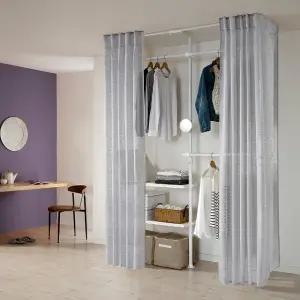 왕자 뉴드레스룸 3폴(밀폐 타공선반형) 행거(시스루커튼)