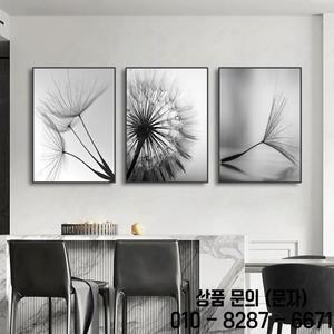 3PCS 흑백 벽 아트 캔버스 회화 민들레 꽃 그림 포스터 및 인쇄 부엌에 대 한 홈 장식
