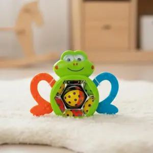 케이스키즈 신기한 개구리 패턴 롤링볼 촉각 초점발달 치발기 장난감 딸랑이 오감놀이 아기