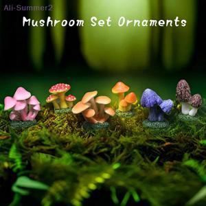 6개 시뮬레이션 버섯 모델 데코 요정 정원 장식 공예품 피규어 미니 DIY 풍경