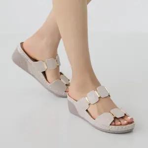 툴레 경량 통굽 웨지힐 뮬 슬리퍼 5.5cm